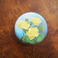 Vintage floral tin box | Floral tin box | Vintage storage box | Round floral tin box