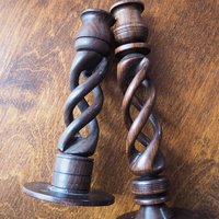 Pair of vintage candlestick holders | Wooden candlestick holders | Vintage wood candlestick holders | Candlestick holder pair