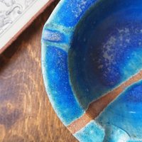 Vintage ceramic ashtray | Blue and turquoise ashtray | Vintage stoneware ashtray | Ceramic ashtray | Vintage ashtray