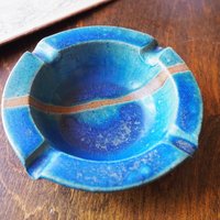 Vintage ceramic ashtray | Blue and turquoise ashtray | Vintage stoneware ashtray | Ceramic ashtray | Vintage ashtray
