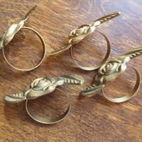Vintage brass napkin rings | Set of four vintage napkin rings | Vintage rose napkin rings | Set of four brass napkin rings