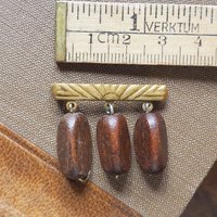 Vintage brooch | Vintage brass and wood brooch | Wooden brooch | Vintage brass brooch