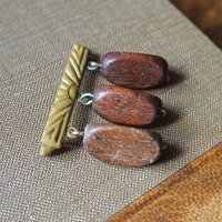 Vintage brooch | Vintage brass and wood brooch | Wooden brooch | Vintage brass brooch