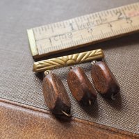 Vintage brooch | Vintage brass and wood brooch | Wooden brooch | Vintage brass brooch