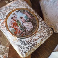 Vintage cigarette box | Vintage ashtray set | Empire England cigarette box and ashtrays | Three muses cigarette box