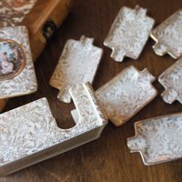 Vintage cigarette box | Vintage ashtray set | Empire England cigarette box and ashtrays | Three muses cigarette box