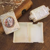 Vintage cigarette box | Vintage ashtray set | Empire England cigarette box and ashtrays | Three muses cigarette box