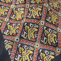 Vintage silk scarf | Vintage scarf | Black, red and yellow silk scarf | Colourful silk scarf