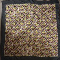 Vintage silk scarf | Vintage scarf | Black, red and yellow silk scarf | Colourful silk scarf