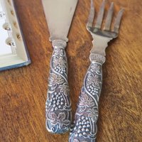 Vintage alpacca silver serving utensils | Alpacca silver serving utensils | Vintage serving set | 1950s serving set