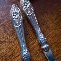 Vintage serving utensils | Small alpacca silver serving utensils | Vintage serving set | Alpaca silver serving utensils