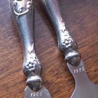 Vintage serving utensils | Small alpacca silver serving utensils | Vintage serving set | Alpaca silver serving utensils