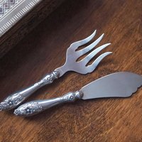 Vintage serving utensils | Small alpacca silver serving utensils | Vintage serving set | Alpaca silver serving utensils