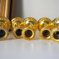 Set of five vintage candlestick holders | Gold plated candle holders | Vintage candle holder set | Made in England