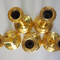 Set of five vintage candlestick holders | Gold plated candle holders | Vintage candle holder set | Made in England