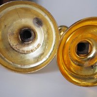Set of five vintage candlestick holders | Gold plated candle holders | Vintage candle holder set | Made in England