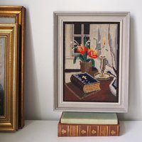 Vintage needlepoint wall art | Religious needlepoint | Scandinavian wall art | Needlepoint wall hanging | Wool needlepoint