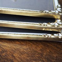 Set of three vintage photo frames | Set of three matching vintage frames | Vintage brass picture frames | Brass and white frames