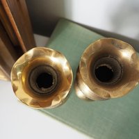 Set of two small vintage vases | Small brass vases | Vintage bud vase | Vintage single flower vases | Etched brass vases