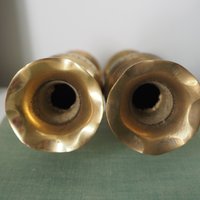 Set of two small vintage vases | Small brass vases | Vintage bud vase | Vintage single flower vases | Etched brass vases