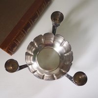 Vintage three arm candelabra | Footed lotus bowl candelabrum | Three arm candlestick holder | Vintage candelabrum | Leonard Silver plate