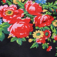 Vintage floral scarf | Floral scarf with a fringe | Vintage wool scarf | Vintage wool shawl | Russian floral scarf