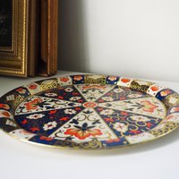 Vintage serving tray | Small vintage tin tray | Round floral tray | Retro tray | Floral vintage tray