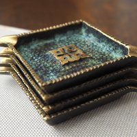 Vintage brass ashtray set | Set of four brass ashtrays | Small vintage ashtrays | Brass ashtray | Brass ashtray set