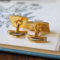 Vintage Damascene cuff links | Vintage cuff links | Damascene cuff links | Gold plated cufflinks