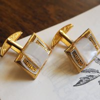 Vintage Damascene cuff links | Vintage cuff links | Damascene cuff links | Gold plated cufflinks