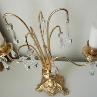 Vintage crystal candelabra | Vintage two arm candelabra | Gold plated candelabra | Vintage candelabra