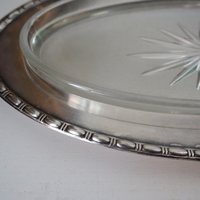 Vintage alpacca silver trinket dish | Alpacca silver and crystal dish | Alpacca silver trinket dish | Crystal dish