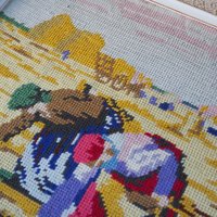 Vintage needlepoint wall art | Scenery needlepoint | Scandinavian wall art | Needlepoint wall hanging | Wool needlepoint