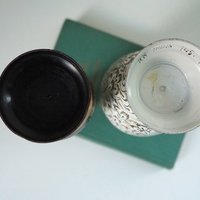 Vintage brass vases | Set of two small vases | Black and white brass vase | Etched brass vases | Vintage vases