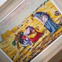 Vintage needlepoint wall art | Scenery needlepoint | Scandinavian wall art | Needlepoint wall hanging | Wool needlepoint