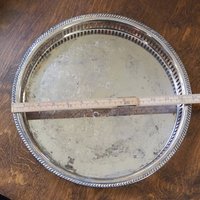 Vintage silver plated tray | Vintage tray with a raised edge | Silver plated serving tray with a cutout rim | Vintage decorative tray