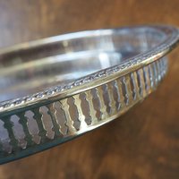 Vintage silver plated tray | Vintage tray with a raised edge | Silver plated serving tray with a cutout rim | Vintage decorative tray