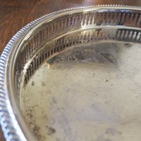 Vintage silver plated tray | Vintage tray with a raised edge | Silver plated serving tray with a cutout rim | Vintage decorative tray