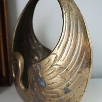 Vintage swan basket planter | Brass planter | Large vintage planter | Brass swan planter | Round swan planter