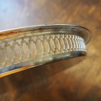 Vintage silver plated tray | Vintage tray with a raised edge | Silver plated serving tray with a cutout rim | Vintage decorative tray