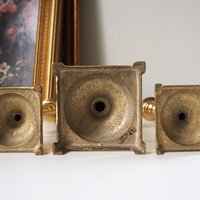 Vintage candlestick holder set | Candlestick holders | Vintage brass candlestick holders and candle snuffer | Made in Japan