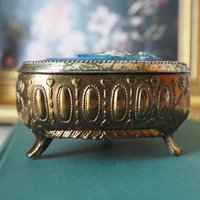 Vintage jewelry box | Heart shaped jewelry box | Vintage hinged trinket box | Small vintage jewelry box | Maritime jewelry box