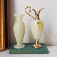 Set of two vintage vases | Onyx vase and pitcher | Vintage bud vase | Vintage single flower vases | Vintage marble vases | Made in Italy