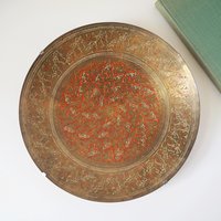 Vintage brass wall plate | Decorative wall plate | Engraved brass plate | Vintage brass plate | Brass wall plate