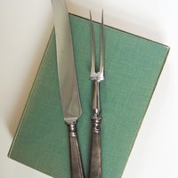 Vintage carving set | Sheffield carving knife and fork | Vintage stainless steel carving set | Alpacca silver carving set