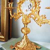 Vintage three arm candelabra | Crystal candelabra | Gold plated candelabrum | Three arm gold plated candlestick holder | Vintage candelabra