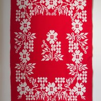 Vintage wall hanging | Floral red and white wall hanging | Scandinavian wall hanging | Vintage wall tapestry | Handmade wall tapestry