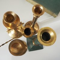 Vintage candlestick holder set | Candlestick holders | Vintage brass candlestick holders and candle snuffer | Vintage Christmas gift set