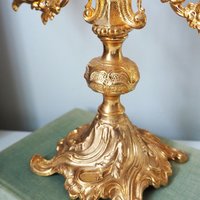Vintage three arm candelabra | Crystal candelabra | Gold plated candelabrum | Three arm gold plated candlestick holder | Vintage candelabra