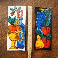 Set of two vintage wall plates | Decorative wall plates | Kitchen wall plates | Ceramic wall plates